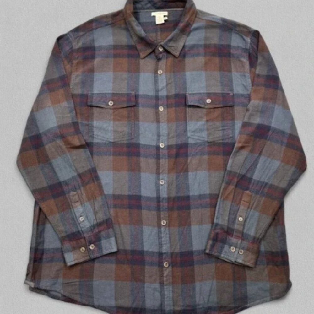 Carbon 2 Cobalt Men's Flannel Shirt Size 2XL Plaid Button Up Outdoor Cabincore
